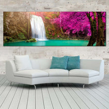 Load image into Gallery viewer, waterfall  autumn  canvas  wall  art  thailand  purple  trees  forest  waterfall  canvas  artwork  green  river  waterfall  scenery  1  piece  canvas  print For Living Room
