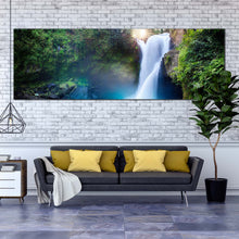 Load image into Gallery viewer, waterfall  paradise  canvas  wall  art  white  waterfall  in  jungle  wide  canvas  artwork  beautiful  green  forest  water  scene  1  piece  canvas  print For Living Room
