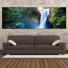 Load image into Gallery viewer, waterfall  paradise  canvas  wall  art  white  waterfall  in  jungle  wide  canvas  artwork  beautiful  green  forest  water  scene  1  piece  canvas  print For Your Living Room
