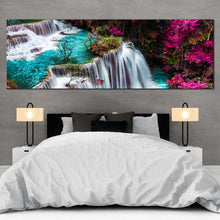 Load image into Gallery viewer, waterfall  scenery  canvas  print  colorful  forest  at  kanchanabur  thailand  canvas  artwork  huai  mae  khamin  waterfall  1  piece  canvas  wall  art For Bedroom
