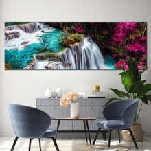 Load image into Gallery viewer, waterfall  scenery  canvas  print  colorful  forest  at  kanchanabur  thailand  canvas  artwork  huai  mae  khamin  waterfall  1  piece  canvas  wall  art In Living Room
