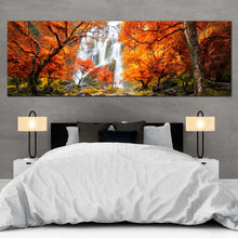 Load image into Gallery viewer, waterfall  scenery  canvas  print  thailand  white  waterfall  1  piece  canvas  wall  art  orange  autumn  trees  forest  wide  canvas  artwork For Bedroom
