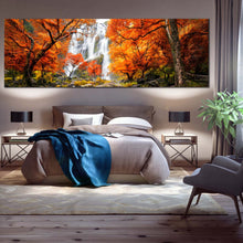 Load image into Gallery viewer, waterfall  scenery  canvas  print  thailand  white  waterfall  1  piece  canvas  wall  art  orange  autumn  trees  forest  wide  canvas  artwork For Your Bedroom
