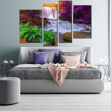 Load image into Gallery viewer, waterfall scenery canvas wall art thailand mountain waterfall 4 piece multi canvas artwork colorful mun dang waterfall nature canvas print for bedroom

