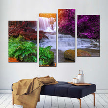Load image into Gallery viewer, waterfall scenery canvas wall art thailand mountain waterfall 4 piece multi canvas artwork colorful mun dang waterfall nature canvas print for your living room
