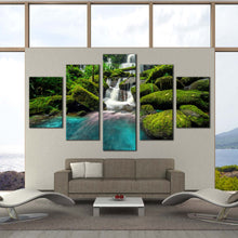 Load image into Gallery viewer, waterfall  in  green  forest  in  jungle  at  phu  tub  berk  mountain  5  piece  canvas  prints For Living Room
