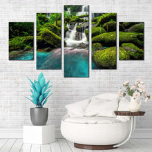 Load image into Gallery viewer, waterfall  in  rainforest  at  phu  tub  berk  mountain  phetchabun  Thailand  multi  panel  canvas  prints In Living Room

