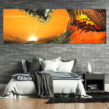 Load image into Gallery viewer, wave  curl  canvas  wall  art  yellow  sunrise  wave  panoramic  canvas  print  orange  ocean  wave  wide  canvas For Bedroom
