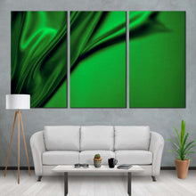 Load image into Gallery viewer, wavy folds canvas wall art green abstract background luxury 3 piece multi canvas artwork abstract elegant design canvas print In Living Room
