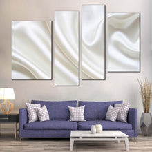 Load image into Gallery viewer, wavy folds canvas wall art white luxurious abstract liquid 4 piece canvas print elegant abstract multiple canvas for living room
