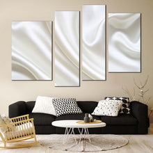 Load image into Gallery viewer, wavy folds canvas wall art white luxurious abstract liquid 4 piece canvas print elegant abstract multiple canvas for your living room 
