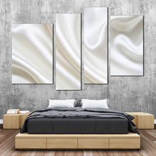 Load image into Gallery viewer, wavy folds canvas wall art white luxurious abstract liquid 4 piece canvas print elegant abstract multiple canvas in bedroom
