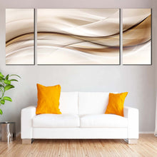 Load image into Gallery viewer, wavy lines canvas wall art modern classic abstract 3 piece canvas set brown black abstract waves canvas print elegant abstract multi canvas In Living Room
