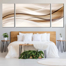 Load image into Gallery viewer, wavy lines canvas wall art modern classic abstract 3 piece canvas set brown black abstract waves canvas print elegant abstract multi canvas For Bedroom
