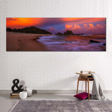 Load image into Gallery viewer, wellington  beach  canvas  wall  art  nambucca  heads  blue  ocean  panoramic  canvas  print  dramatic  orange  sky  ocean  beach  canvas  artwork For Living Room
