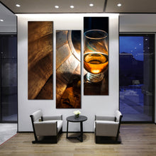 Load image into Gallery viewer, whiskey  glass  barrel  abstract  3  piece  wall  art For Your Living Room
