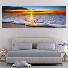 Load image into Gallery viewer, white  Beach  At  Sunset  Seascape  Panoramic  Canvas  Art  Print For Bedroom
