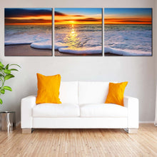 Load image into Gallery viewer, white  Ocean  wave  at  Dawn  Triptych  Decor For Living Room
