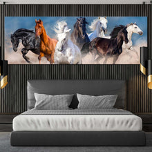 Load image into Gallery viewer, wild  horses  canvas  wall  art  black  white  brown  horses  1  piece  canvas  heard  of  horses  canvas  artwork In Bedroom
