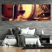 Load image into Gallery viewer, wine  bottle  canvas  print  brown  wine  barrel  and  guitar  wide  canvas  red  wine  grapes  1  piece  canvas  wall  art For Bedroom
