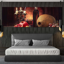 Load image into Gallery viewer, wine  bottle  canvas  wall  art  red  wine  fruits  panoramic  canvas  print  colorful  still  life  wine  1  piece  canvas  artwork For Bedroom
