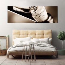 Load image into Gallery viewer, wine  cork  canvas  wall  art  black  wine  bottle  close  up  canvas  print  wine  bottle  white  cork  opening  1  piece  canvas For Bedroom
