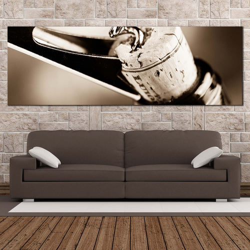 wine  cork  canvas  wall  art  black  wine  bottle  close  up  canvas  print  wine  bottle  white  cork  opening  1  piece  canvas In Living Room