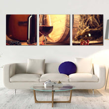 Load image into Gallery viewer, wine  glass  canvas  wall  art  red  wine  bottle  grapes  3  piece  canvas  print  brown  wine  barrel  and  guitar  multiple  canvas For Living Room
