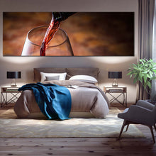 Load image into Gallery viewer, wine  glass  canvas  wall  art  red  wine  pouring  1  piece  canvas  print  black  wine  bottle  canvas  artwork For Bedroom
