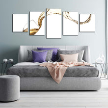 Load image into Gallery viewer, wine glass canvas wall art white wine wave 5 piece multiple canvas splashing yellow wine canvas print For Bedroom
