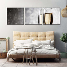 Load image into Gallery viewer, wine  glasses  canvas  print  yellow  black  winery  glasses  3  piece  canvas  wall  art  golden  wine  canvas  set For Bedroom
