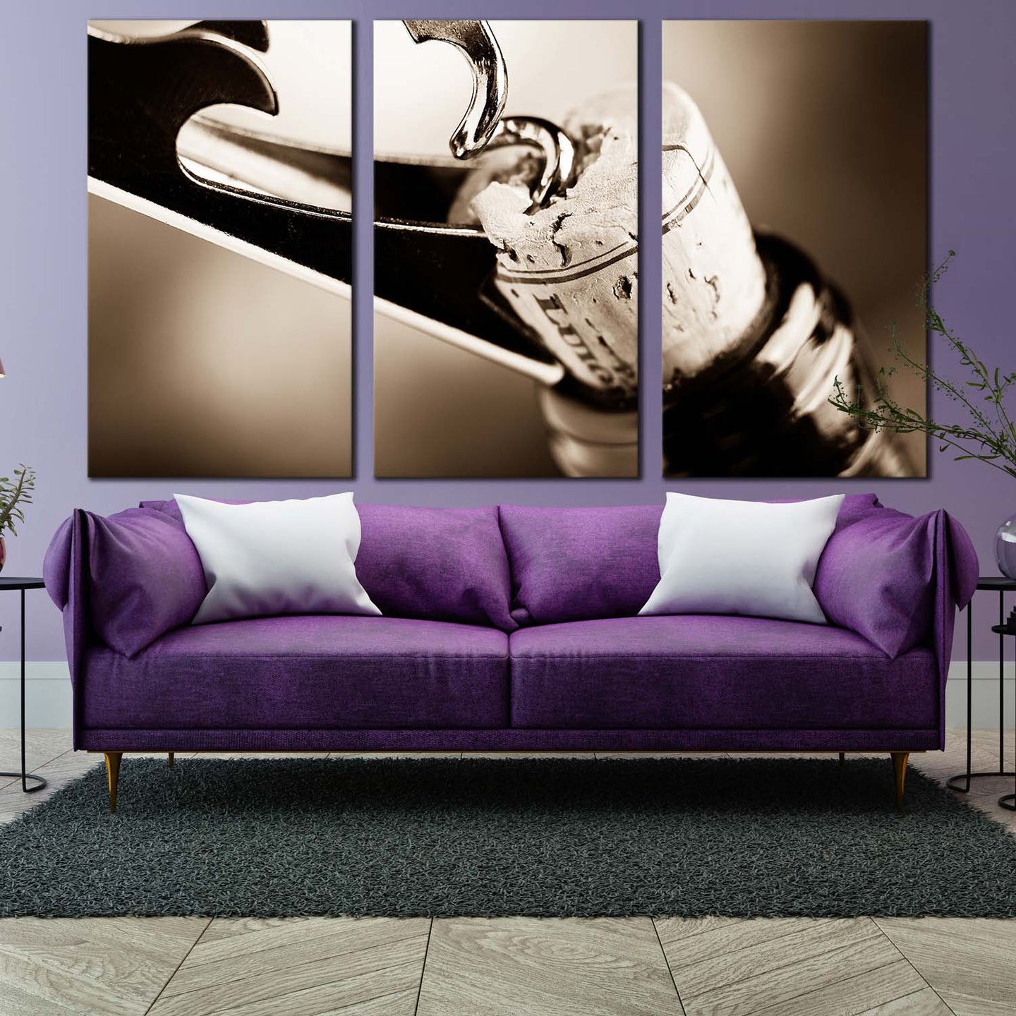 wine opening canvas wall art white cork wine bottle multi canvas black wine bottle close up 3 piece canvas print In Living Room