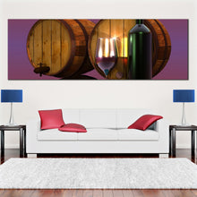 Load image into Gallery viewer, wine  bottle  barrel  Wall  Art  Abstract  panoramic  wall  art In Living Room
