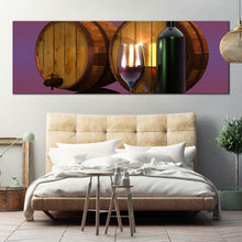 Load image into Gallery viewer, wine  bottle  glass  barrels  Canvas  Print For Bedroom
