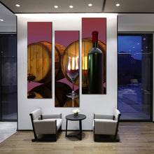 Load image into Gallery viewer, wine  glass  bottle  barrels  abstract  3  piece  wall  art For Living Room
