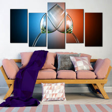 Load image into Gallery viewer, wine glasses cheers up canvas multipanel wall art In Living Room
