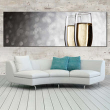 Load image into Gallery viewer, winery  glasses  canvas  wall  art  still  life  wine  glass  panoramic  canvas  print  yellow  black  wine  glasses  canvas  artwork For Living Room
