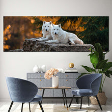 Load image into Gallery viewer, wolf  wildlife  canvas  print  white  wolves  panoramic  canvas  wall  art  wolf  orange  nature  scenery  canvas  artwork For Living Room
