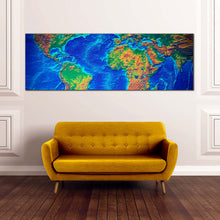 Load image into Gallery viewer, world  map  canvas  wall  art  detailed  green  earth  map  1  piece  canvas  print  blue  abstract  flat  world  canvas  artwork In Living Room
