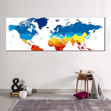 Load image into Gallery viewer, world  map  canvas  wall  art  detailed  world  map  canvas  artwork  colorful  map  of  continents  1  piece  canvas  print In Living Room
