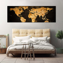 Load image into Gallery viewer, world  map  canvas  wall  art  yellow  abstract  globe  1  piece  canvas  artwork  brown  world  map  digital  painting  canvas  print For Bedroom
