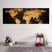 Load image into Gallery viewer, world  map  canvas  wall  art  yellow  abstract  globe  1  piece  canvas  artwork  brown  world  map  digital  painting  canvas  print For Living Room
