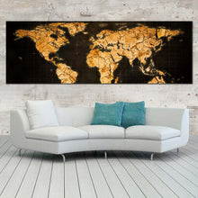 Load image into Gallery viewer, world  map  canvas  wall  art  yellow  abstract  globe  1  piece  canvas  artwork  brown  world  map  digital  painting  canvas  print In Living Room
