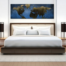 Load image into Gallery viewer, world  map  blue  background  abstract  canvas  wall  art For Bedroom
