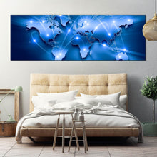 Load image into Gallery viewer, world  map  media  connected  lights  canvas  wall  art For Bedroom

