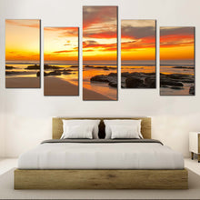 Load image into Gallery viewer, yellow ocean sunset view 5 Piece home wall art decor in bedroom
